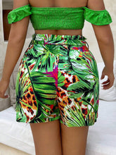 SXY Tropical Print Belted Shorts